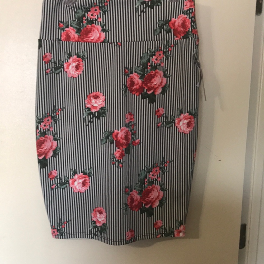 Floral and Stripes Pencil Skirt